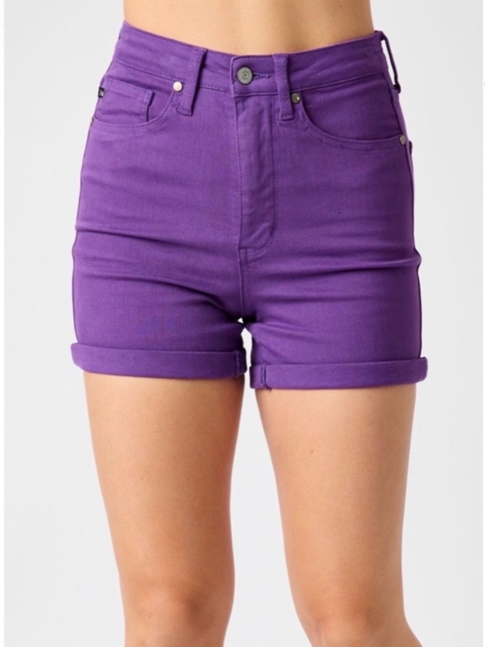 Judy Blue High-Waist Tummy Control Garment Dyed Shorts in Purple